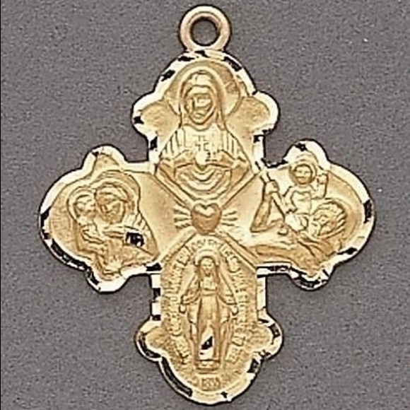 14K Gold Filled Religious FOUR WAY CROSS Pendant